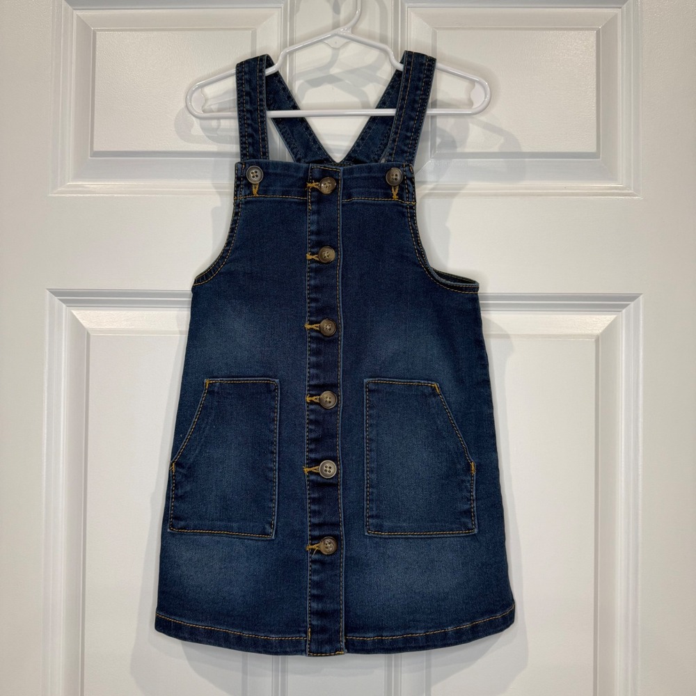 Wonder Nation Kids Girls Denim Blue Jean Overall Dress Jumper Size 4T